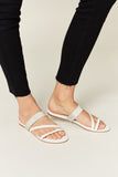 WILD DIVA Rhinestone Strappy Flat Sandals 