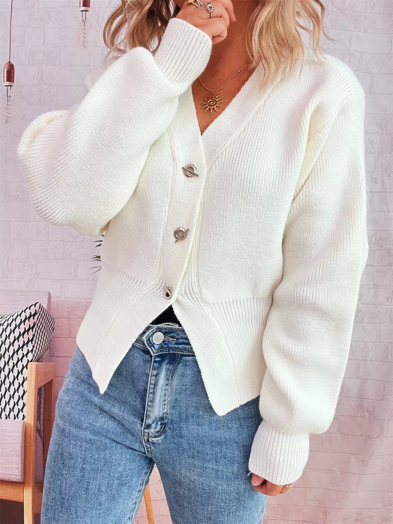 Button Up Long Sleeve Cardigan 