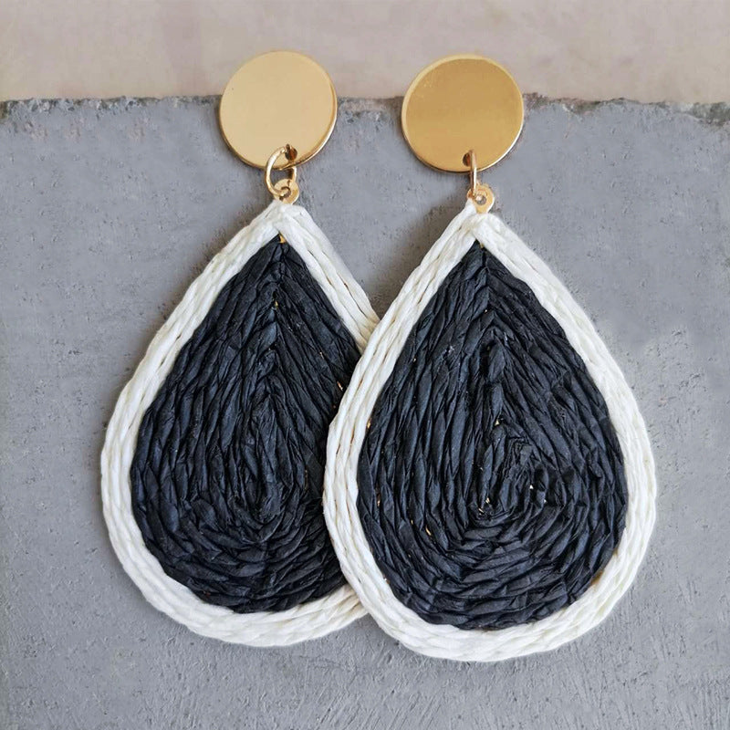 Raffia Grass Teardrop Earrings 