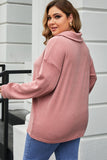 Plus Size Dropped Shoulder Collared Neck T-Shirt 