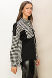 HYFVE Houndstooth Contrast Raw Hem Jacket 