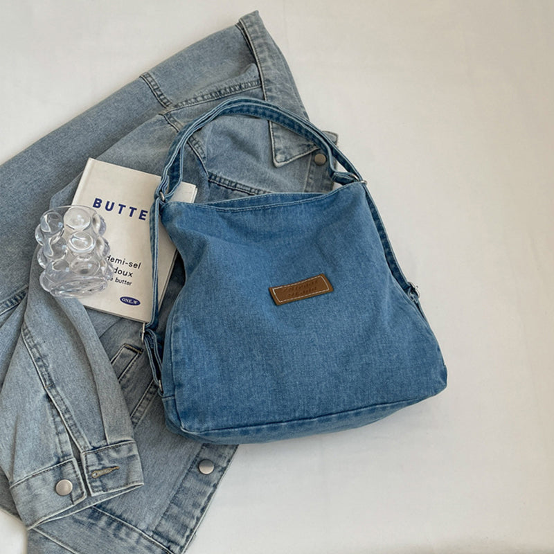 Adjustable Strap Denim Shoulder Bag 