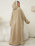 Pocketed Contrast Long Sleeve Hooded Lounge Dress 