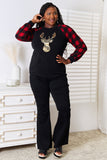 Heimish Full Size Sequin Reindeer Graphic Plaid Top 