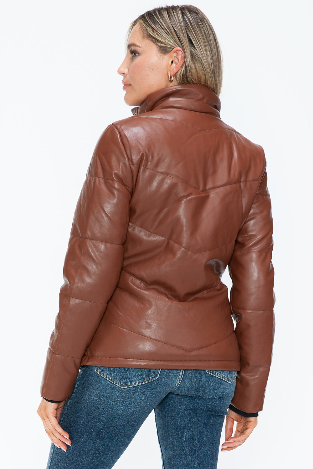 Snobbish Pocketed Zip Up Turtleneck Puffer Jacket 