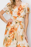 HYFVE Floral Tie Back Short Sleeve Slit Maxi Dress Dresses