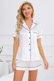 Printed Button Up Short Sleeve Top and Shorts Lounge Set Lingerie & Nightwear