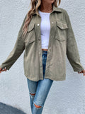 Snap Down Collared Neck Drop Shoulder Jacket 