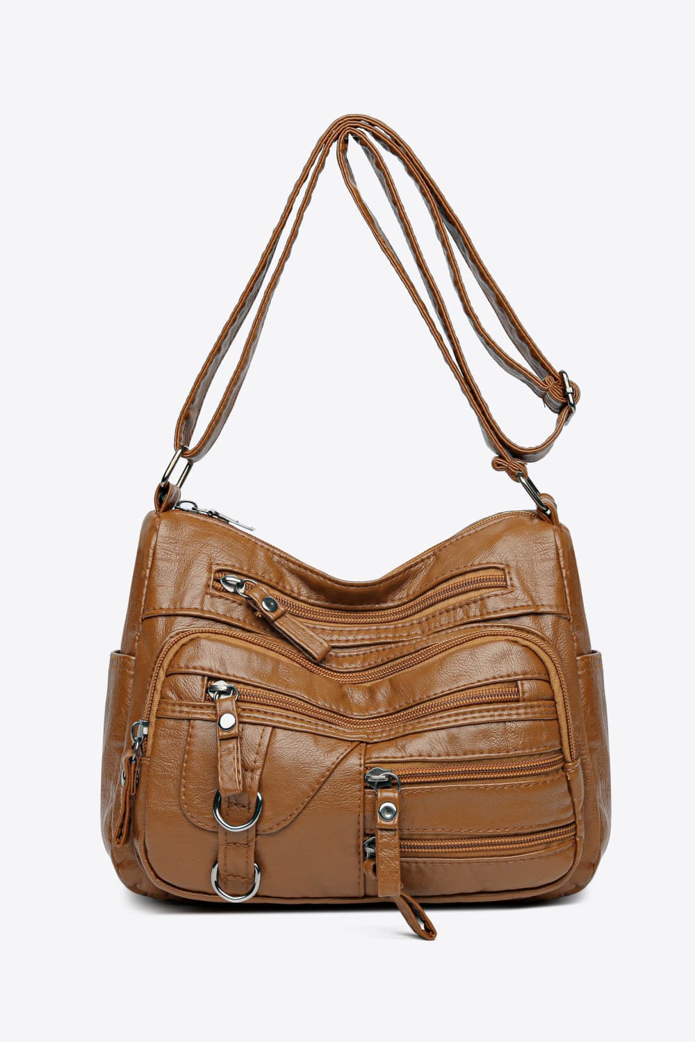 Multi-Pocket PU Leather Crossbody Bag 