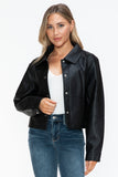 Snobbish Snap Down Long Sleeve PU Leather Jacket 