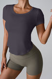 Cutout Round Neck Short Sleeve Active T-Shirt 