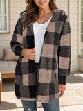 Plaid Long Sleeve Hooded Coat 