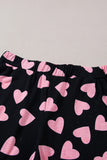 Heart Print Long Sleeve Top and Shorts Lounge Set Lingerie & Nightwear