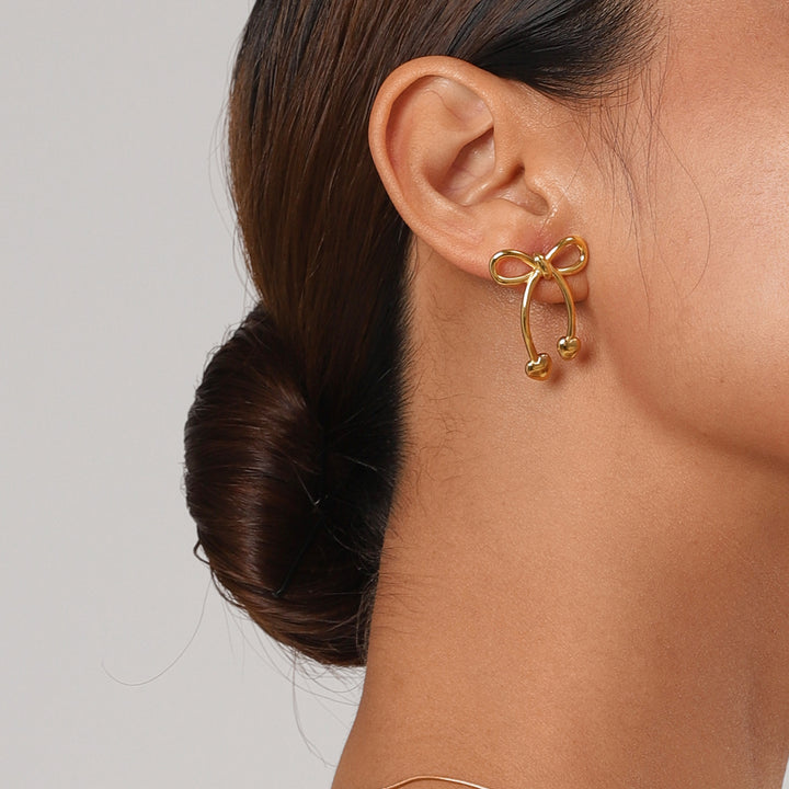 Stainless Steel Bow Earrings 