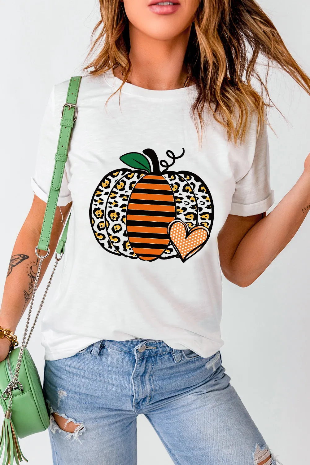 Pumpkin Graphic Round Neck Short Sleeve T-Shirt 