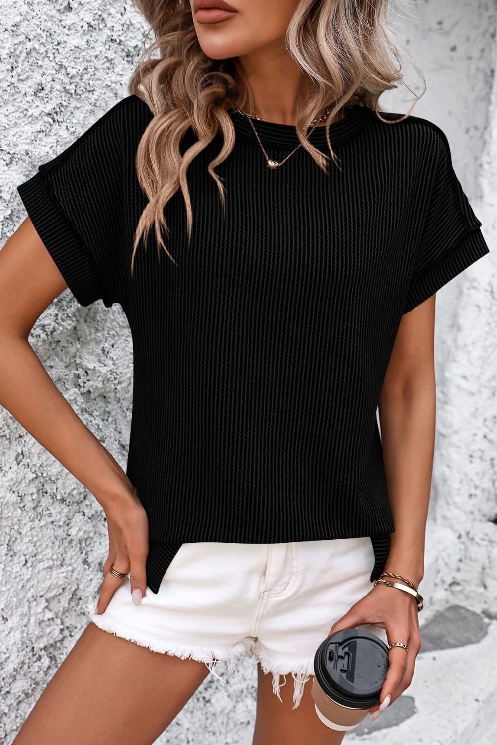 Mandy Striped Round Neck Short Sleeve T-Shirt 