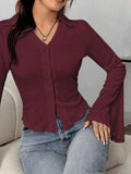 Button Up Flare Sleeve Shirt 