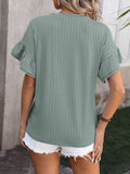 Mandy Ruffled Round Neck Short Sleeve Blouse 