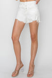 RISEN Button Fly Frayed Hem Denim Shorts 