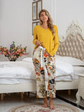 Round Neck Top and Printed Pants Lounge Set Lingerie & Nightwear