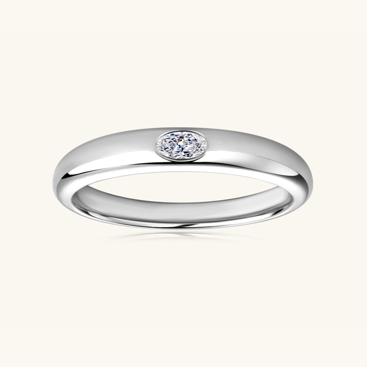 925 Sterling Silver Inlaid Moissanite Ring 