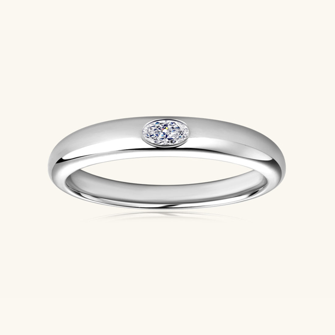 925 Sterling Silver Inlaid Moissanite Ring 