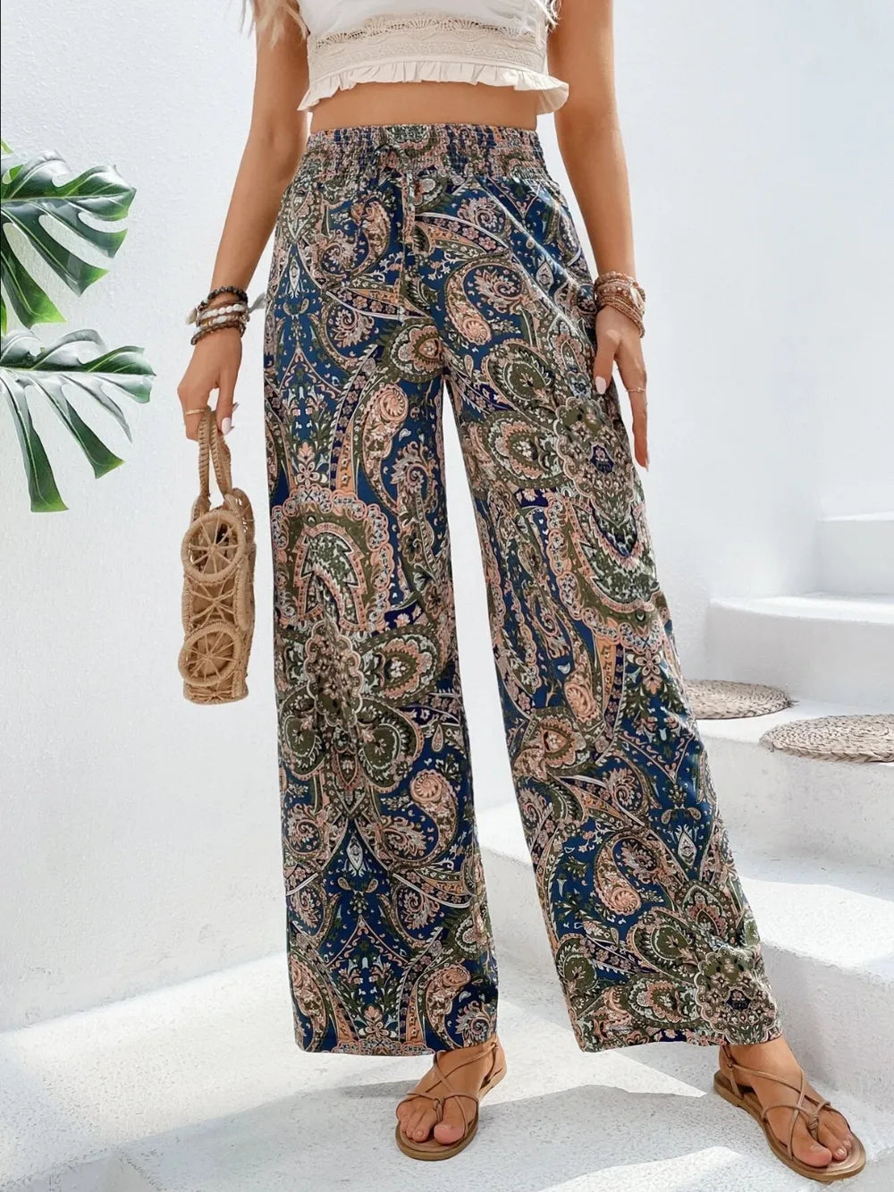 Printed Wide Leg Pants 