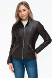 YMI Faux Layered Double-Zipper Jacket with Fuzzy Hood 
