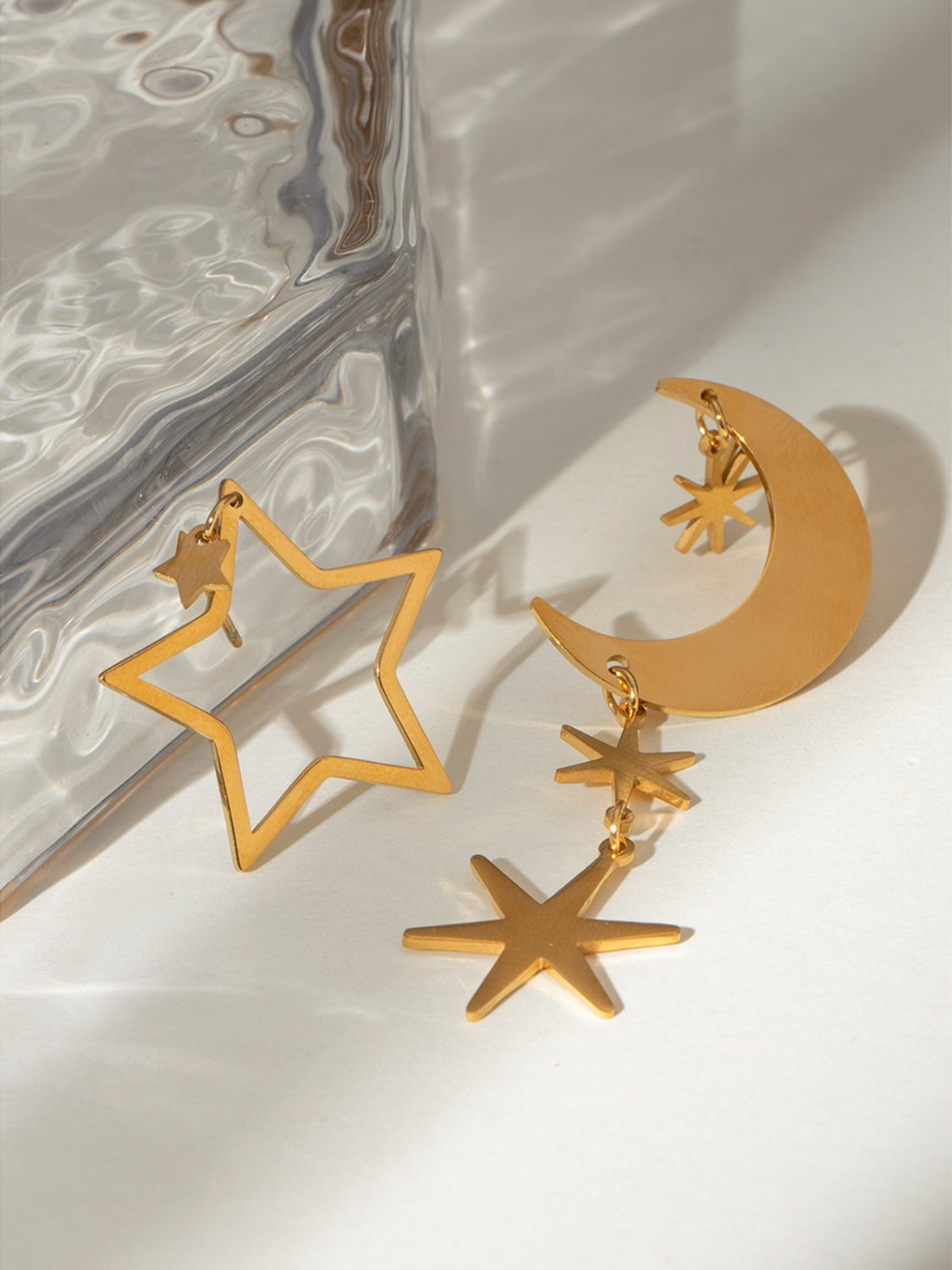 18K Gold-Plated Moon & Star Dangle Earrings 