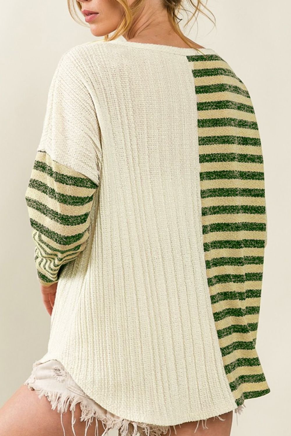 Striped Round Neck Long Sleeve Top 