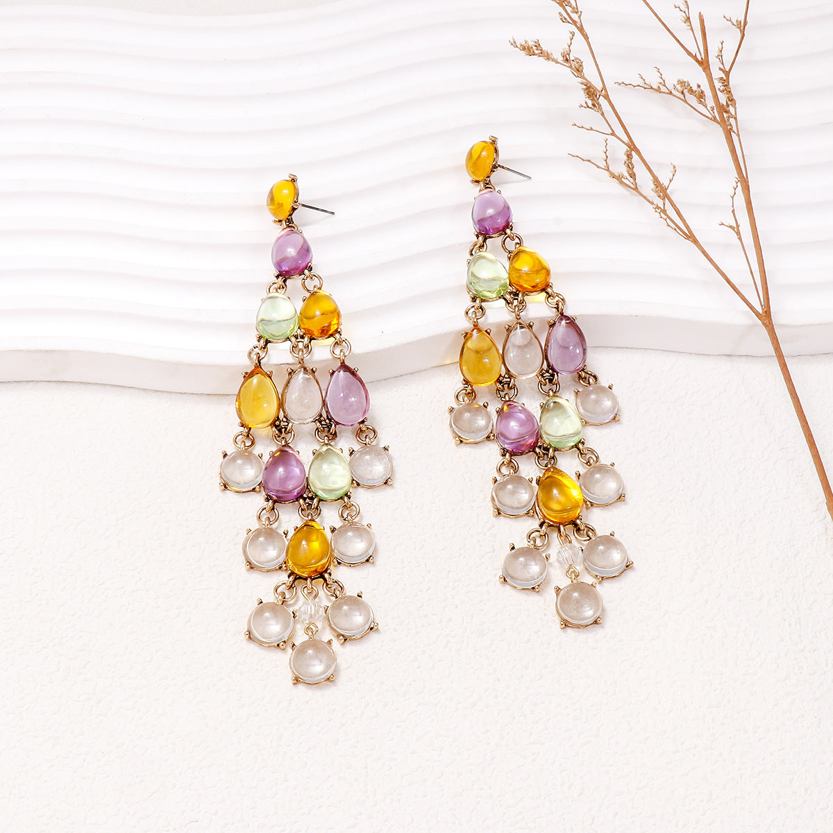Alloy & Rhinestone Teardrop Earrings 