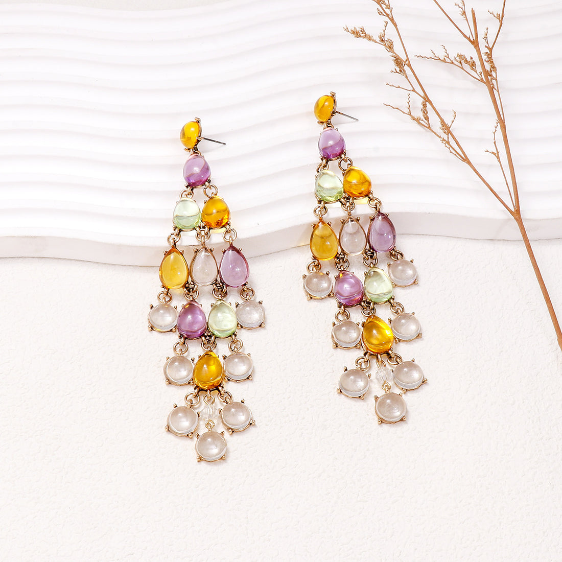 Alloy & Rhinestone Teardrop Earrings 