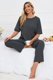 Slit Round Neck Top and Pants Lounge Set Lingerie & Nightwear