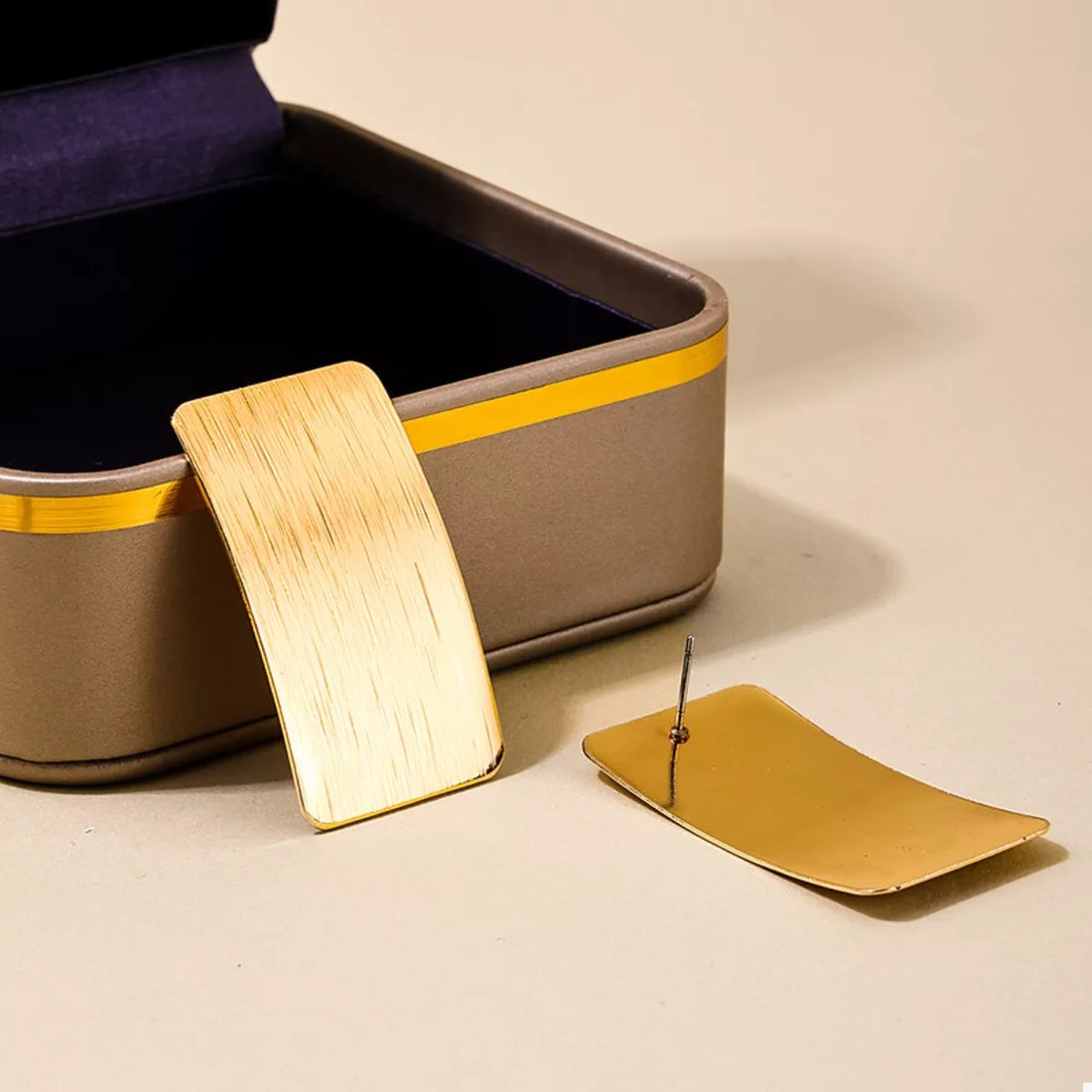 18K Gold-Plated Rectangle Earrings 