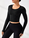 Round Neck Long Sleeve Active T-Shirt 