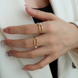 Synthetic Pearl Titanium Steel Ring 