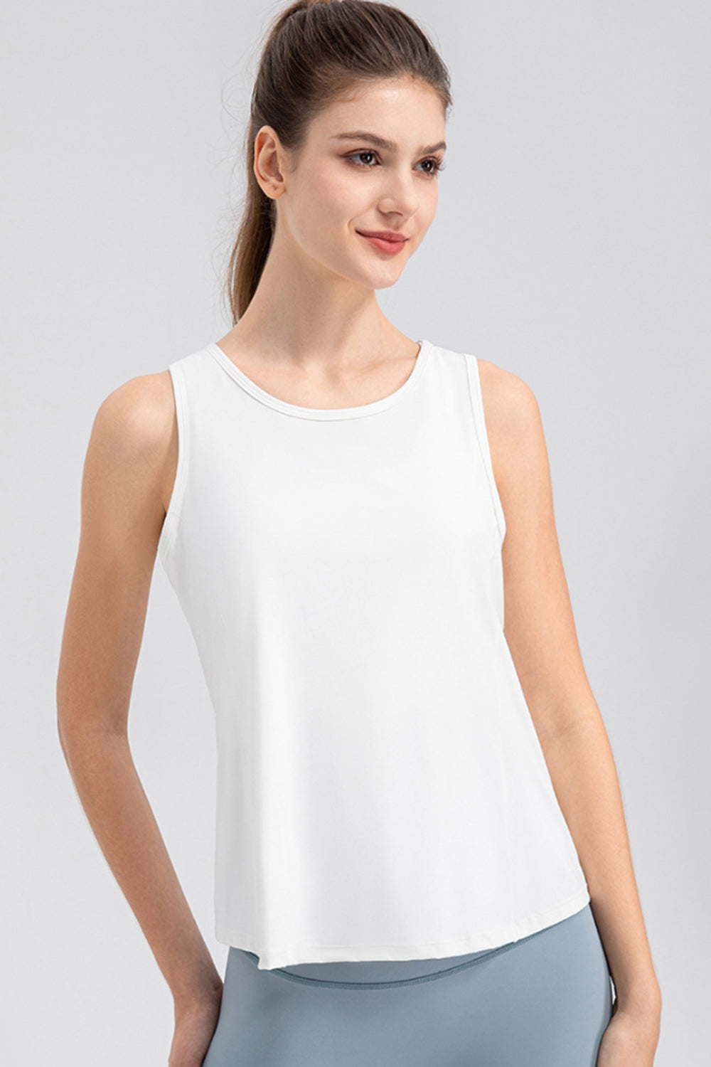 Wide Strap Round Neck Active Tank 