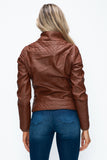 YMI Faux Layered Double-Zipper Jacket with Fuzzy Hood 