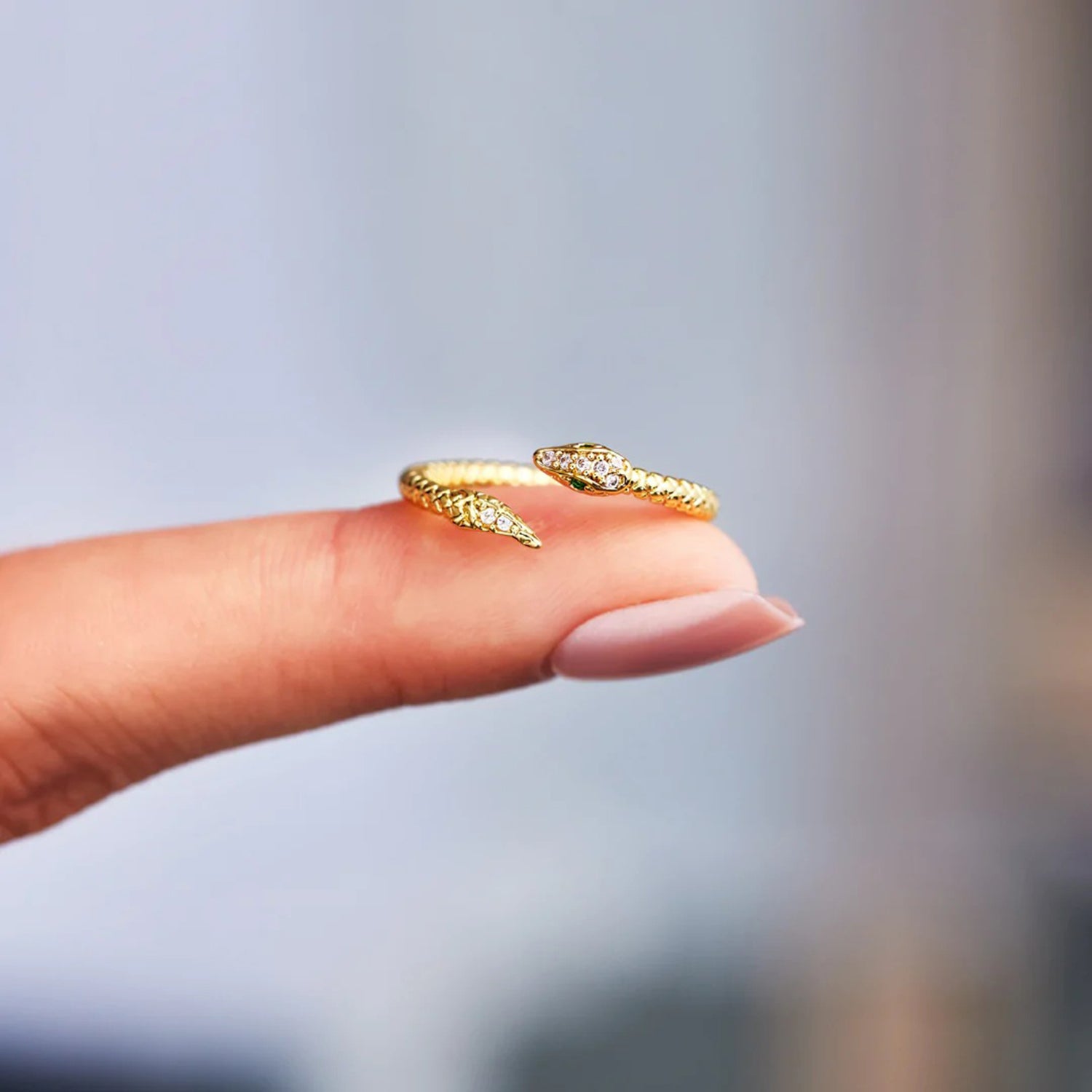 Snake Shape 18K Gold-Plated Bypass Ring 