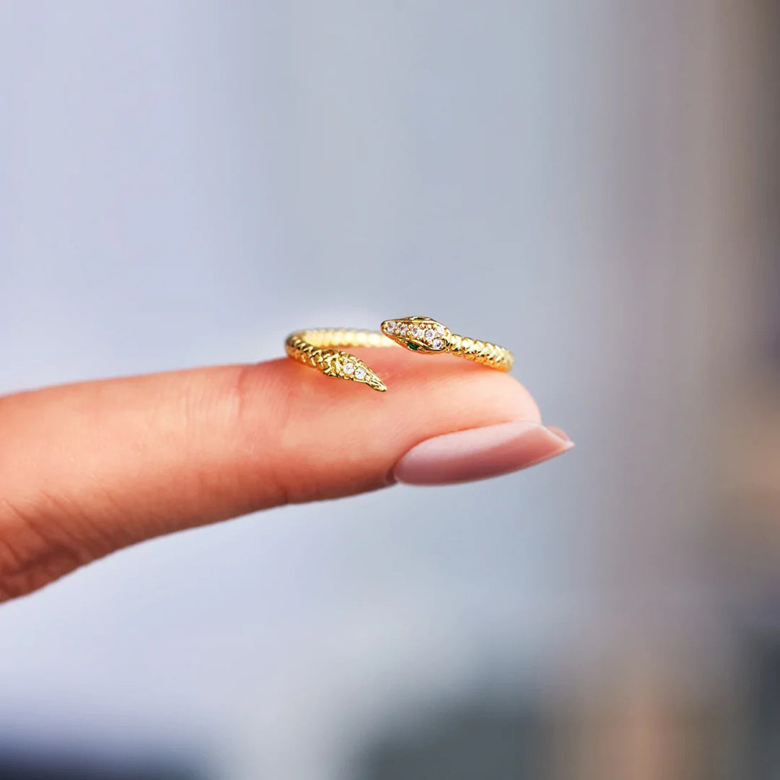 Snake Shape 18K Gold-Plated Bypass Ring 