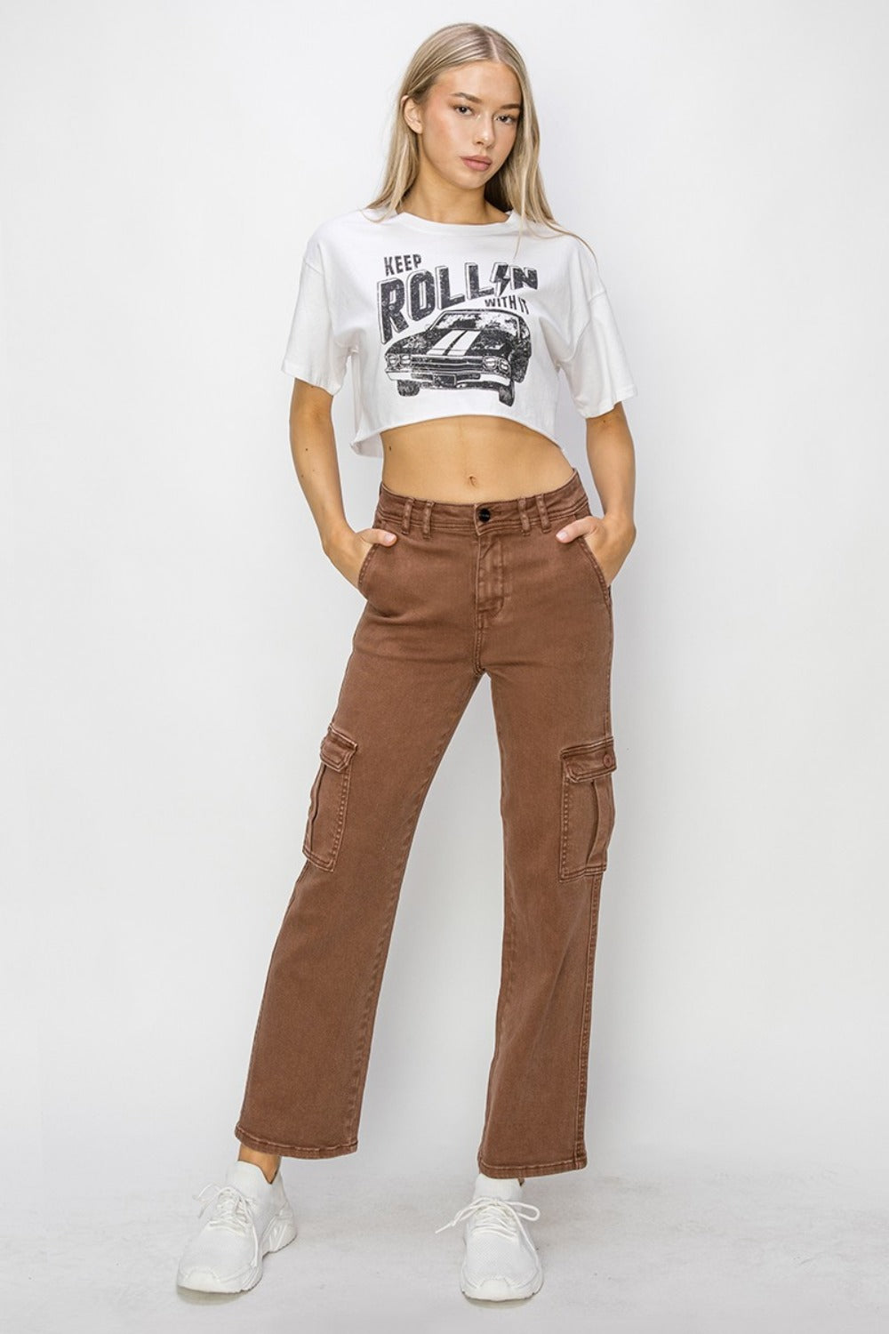 Risen Full Size High Rise Cargo Jeans 