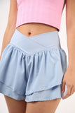 VERY J V-Shaped High Waist Layered Active Shorts 