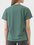 Millennia Slit Round Neck Short Sleeve Active T-Shirt 