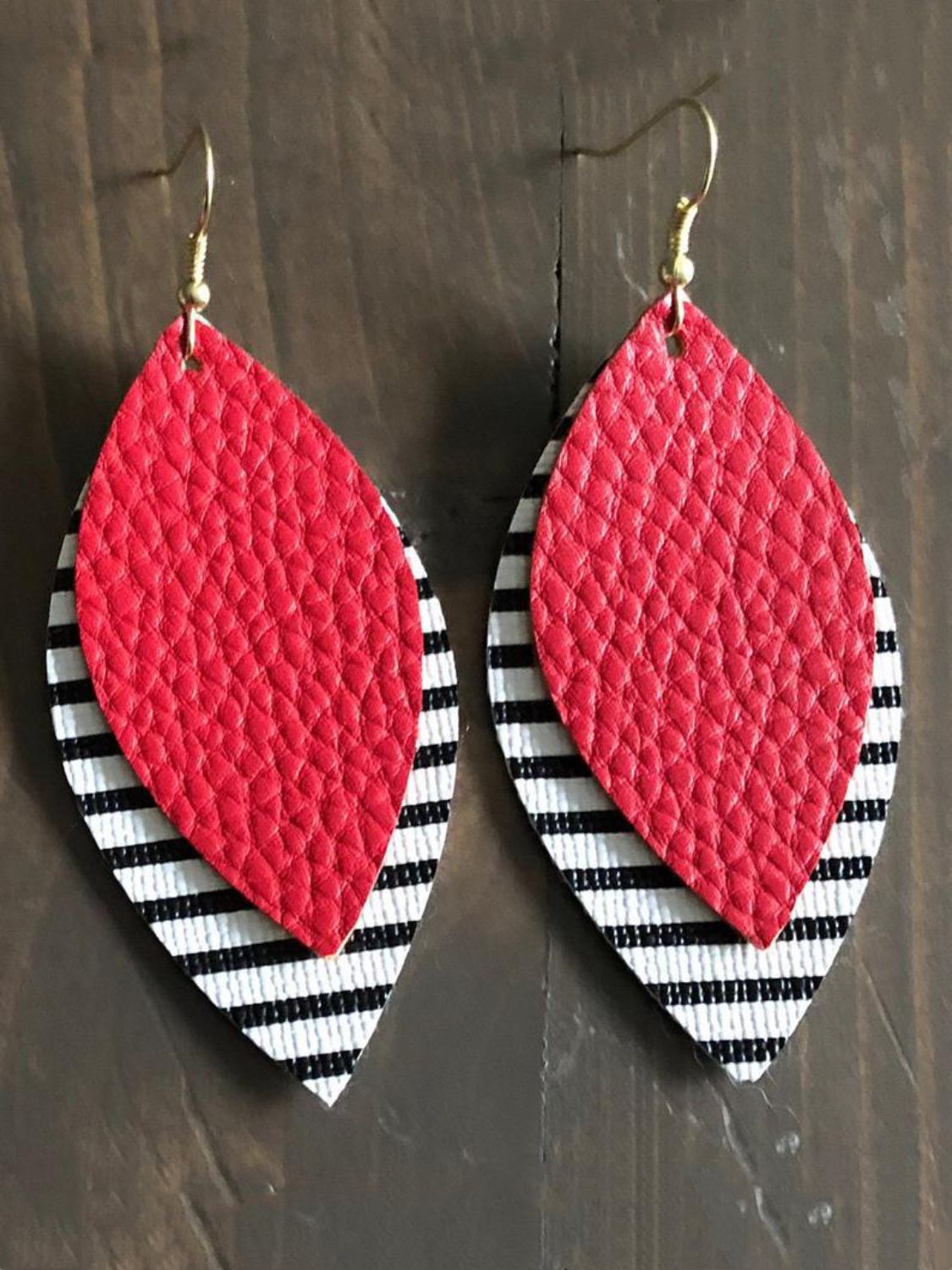 PU Leather Leaf Dangle Earrings 
