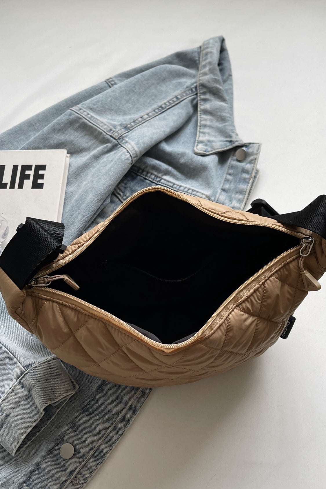 Quilted Adjustable Strap Crossbody Bag 