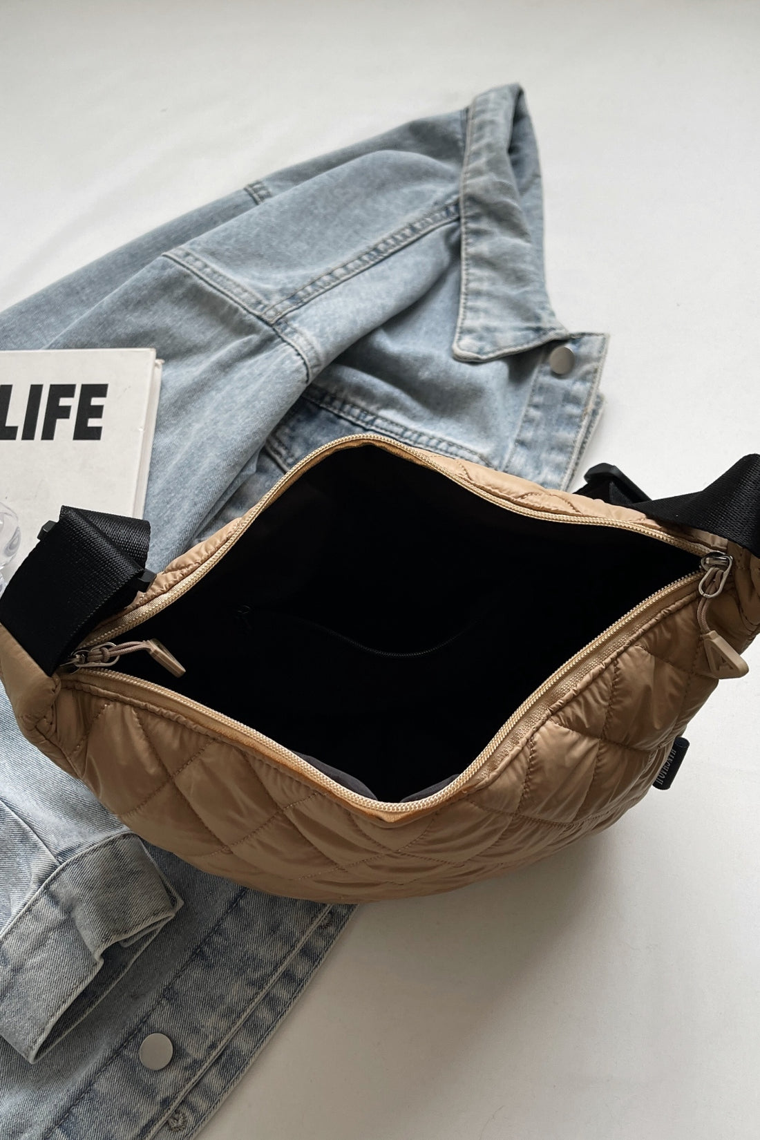 Quilted Adjustable Strap Crossbody Bag 