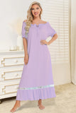 Lace Detail Short Sleeve Lounge Dress 