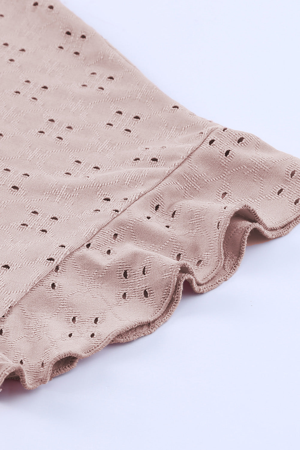 Plus Size Eyelet Round Neck Short Sleeve Blouse 