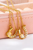 Horseshoe Shape Copper 14K Gold Plated Pendant Necklace 
