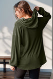 Double Take Full Size Half Button Long Sleeve Hoodie 